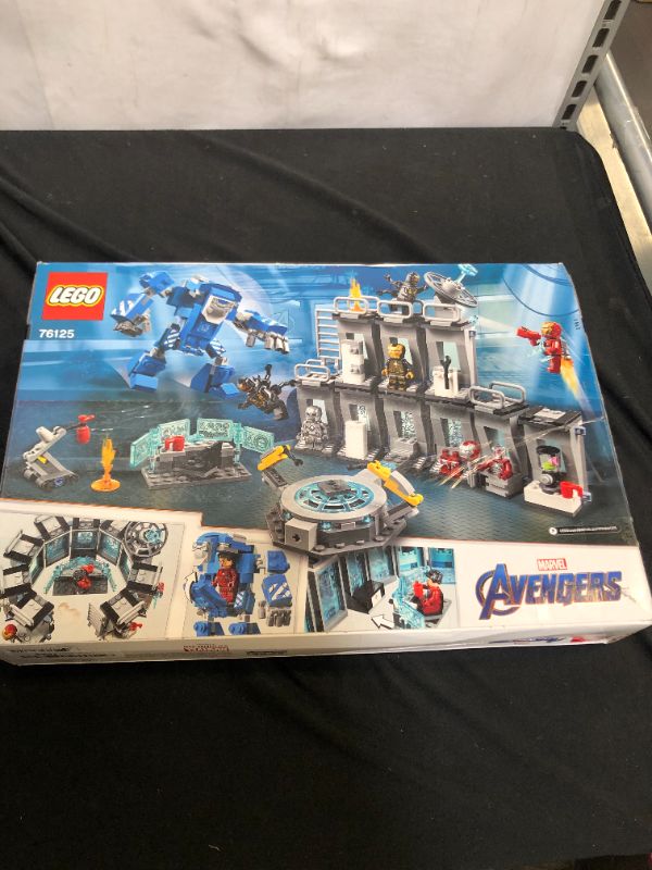 Photo 1 of LEGO Marvel Avengers Iron Man Hall of Armor 76125 Building Kit Marvel Tony Stark Iron Man Suit Action Figures (524 Pieces), Standard, Multicolor
