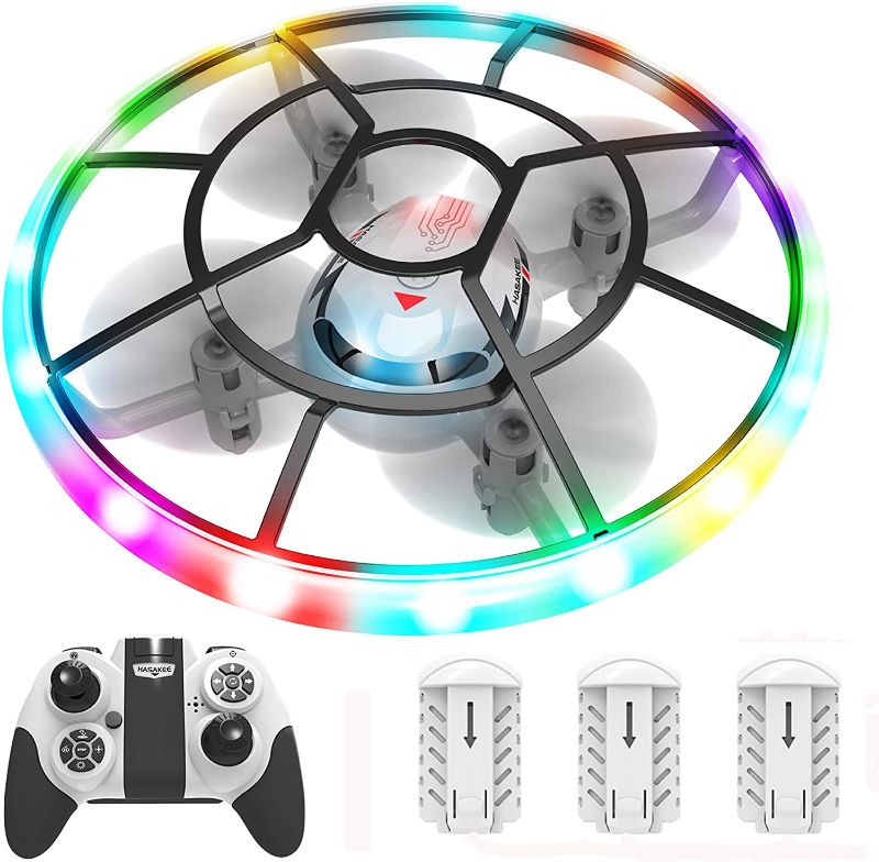 Photo 1 of HASAKEE Q7 Mini Drone for Kids,RC Helicopter Quadcopter with Altitude Hold,Neno Light,3 Batteries and Remote Control,Kids Gifts Toys for Boys Girls
