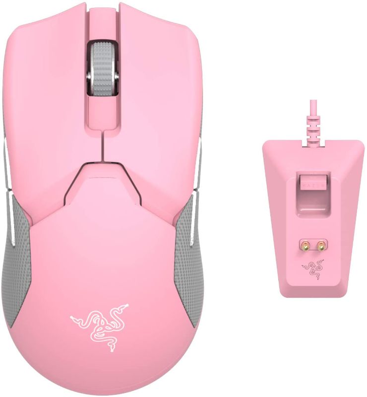 Photo 1 of Razer Viper Ultimate Lightweight Wireless Gaming Mouse & RGB Charging Dock: Hyperspeed Wireless Technology - 20K DPI Optical Sensor - 78g - Optical Mouse Switch - 70 Hr Battery - Quartz Pink
