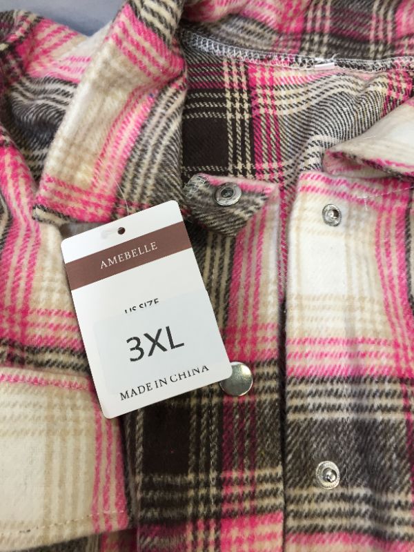 Photo 2 of AMEBELLE WOMENS FLANNEL PINK/BROWN/BEIGE
SIZE 3XL