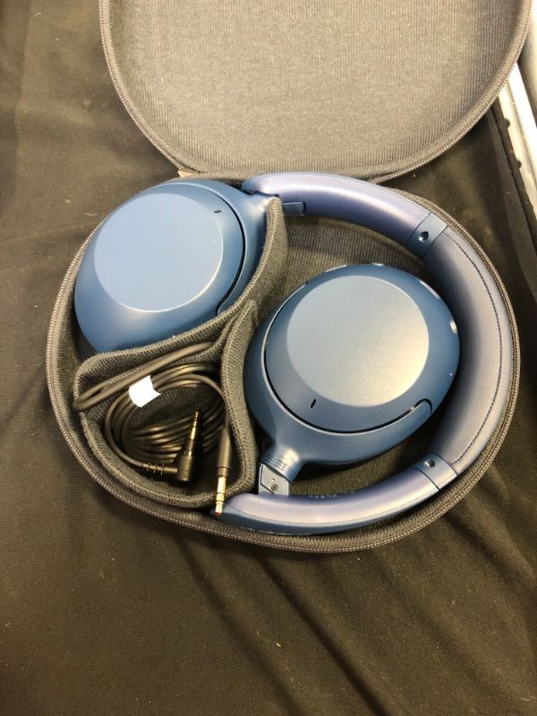 Photo 2 of  Sony WH-XB910N Extra BASS Noise Cancelling Headphones, Wireless Bluetooth Over The Ear Headset with Microphone and Alexa Voice Control, Blue