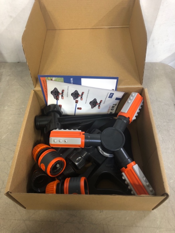 Photo 2 of Lawn Sprinklers for Yard 360 Degree Automatic Rotation Garden Water Sprinklers Lawn Irrigation System 4500 Square Feet Coverage Adjustable Angle Sprinkler for Kids Playing with 2 Different Base
