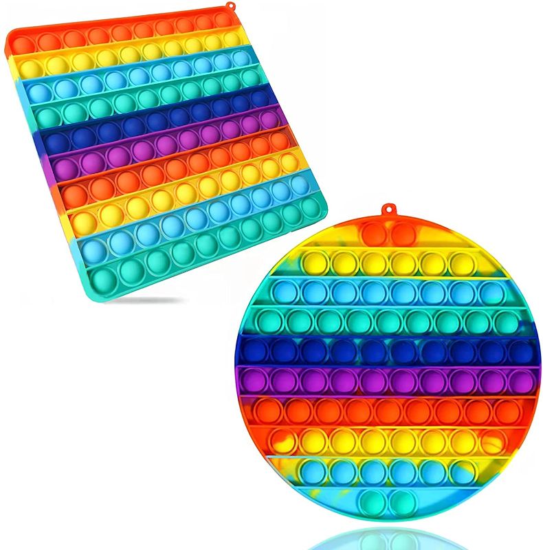 Photo 1 of Big Jumbo Pop Fidget Toy It Bubble Figit Sensory Popper Cheap Circle Square Giant Huge Mega Large Massive Rainbow 100 Popping ADHD Anxiety Stress Relief Game Silicone Gift for Kids Teen Boy Girls
