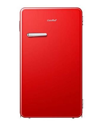 Photo 1 of Comfee 3.3 Cubic Feet Solo Series Retro Refrigerator Sleek Appearance HIPS Interior, Energy Saving, Adjustable Legs, Temperature Thermostat Dial, Removable Shelf, Perfect for Home/Dorm/Garage [Red]