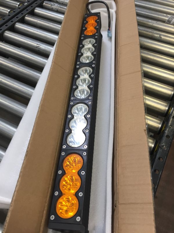 Photo 4 of FSYF 28 Inch 150w Led Light Bar with Amber Clear Color Led Work Light Spot Flood Combo for SUV ATV Truck Boat