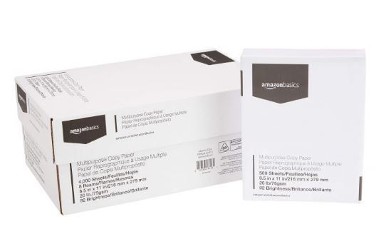 Photo 1 of AmazonBasics Multipurpose Copy Printer Paper - White, 8.5 x 11 Inches, 8 Ream