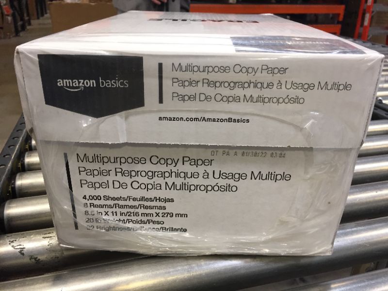 Photo 1 of AmazonBasics Multipurpose Copy Printer Paper - White, 8.5 x 11 Inches, 8 Ream