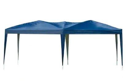 Photo 1 of 10 ft. x 20 ft. Blue Outdoor Gazebo Canopy Tent Pop Up Portable Shade with Carry Bag