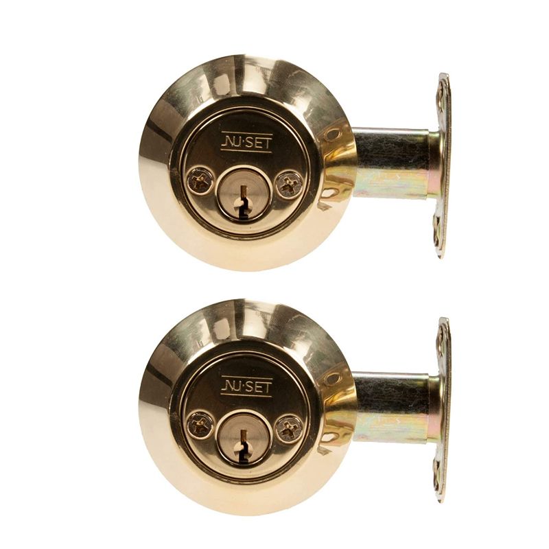 Photo 1 of 2 Pieces of Nuset Double Cylinder Latches for Lock Set in Polished Brass Finish, Keyed Same
