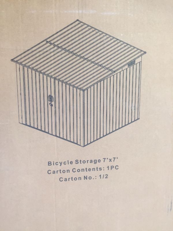 Photo 7 of BOX 1 OF 2--7ft by 7ft Metal Garden Shed Bicycle Storage 