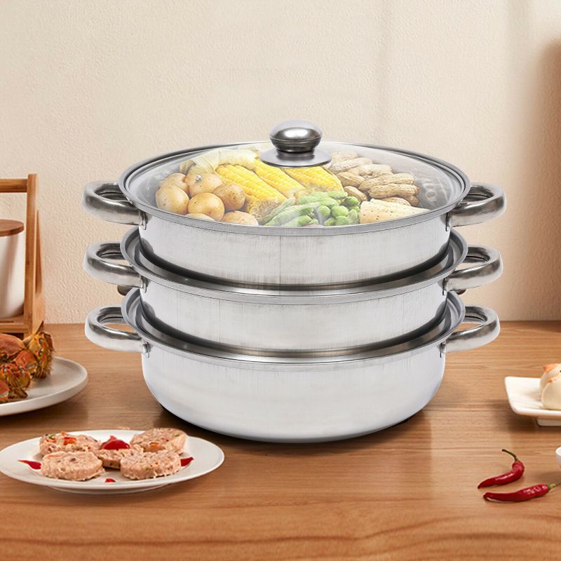 Photo 1 of 3-Tier Food Steamer Stainless Steel Vegetable Meat Cooker Kitchen Rice Steamer