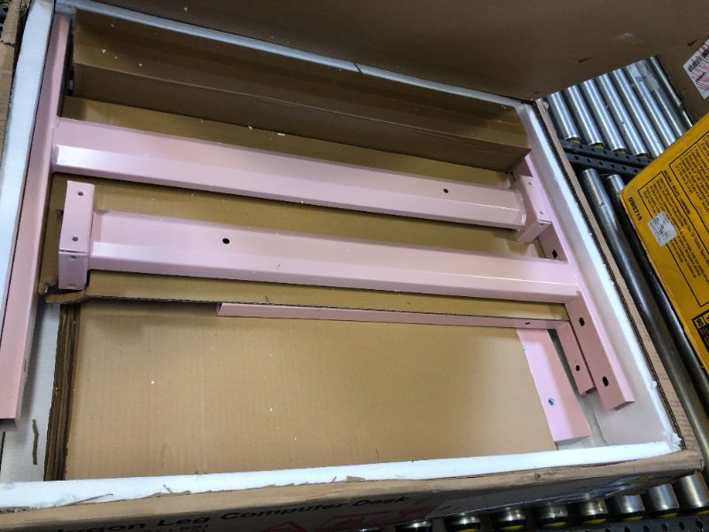 Photo 1 of ERGONOMIC Gaming Desk, 47" I-Shaped Pink Computer Desk for Gaming, Home Office Desk with Cup Holder and Headphone Hook, Gaming Table, Pink
