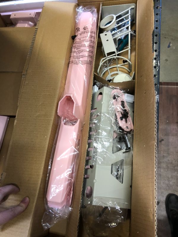 Photo 1 of ERGONOMIC Gaming Desk, 47" I-Shaped Pink Computer Desk for Gaming, Home Office Desk with Cup Holder and Headphone Hook, Gaming Table, Pink