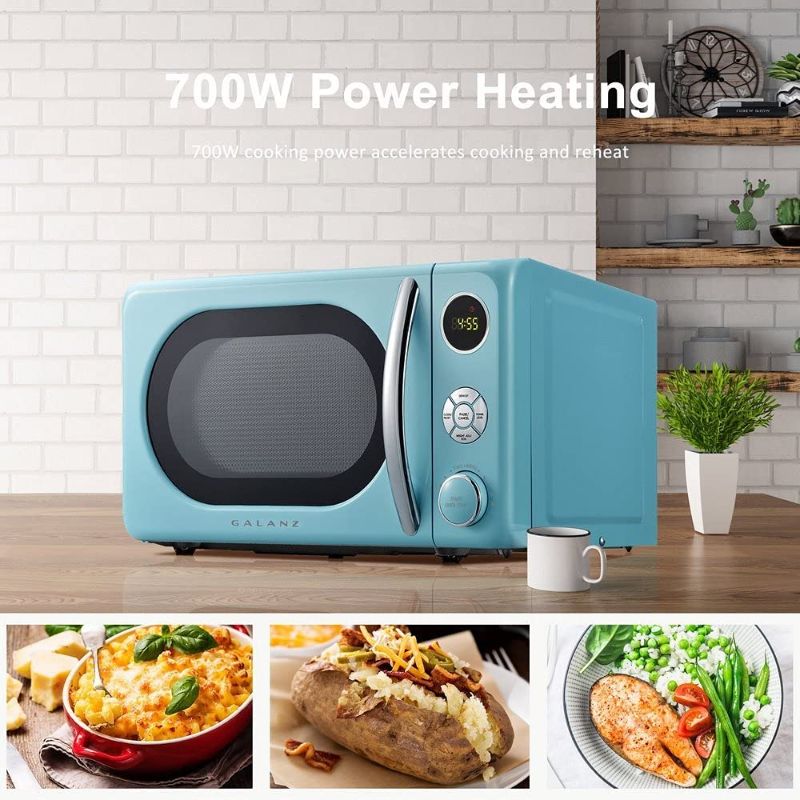 Photo 1 of 0.7 Cu. ft. Retro Countertop Microwave Oven, 700 Watts, Blue
