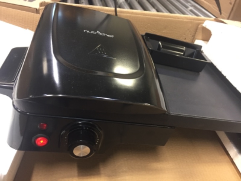 Photo 2 of 2-Burner 17 in. Black Electric Griddle Crepe Maker Hot Plate Cooktop with Press Grill for Paninis
