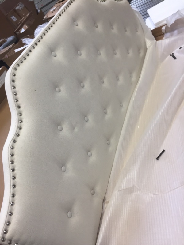 Photo 1 of Ball & Cast Fabric Upholstered Headboard Tufted Button, Queen Full Size Bed Adjusted Height 42-50 inch, Beige
