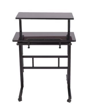 Photo 1 of 2 Tier Mobile Standing Desk with Platform Black - Mind Reader