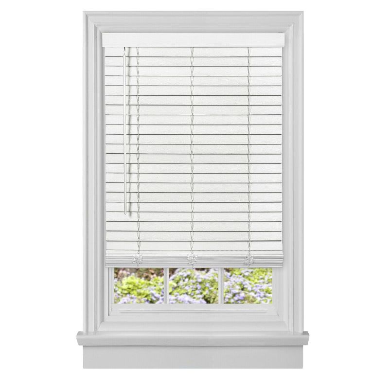 Photo 1 of Gil White Cordless Room Darkening Plantation Faux Wood Blinds 2" Slats 45" W x 64" L