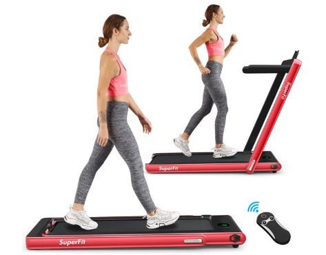 Photo 1 of 2.25HP 2 in 1 Folding Treadmill W/APP Speaker Remote Home Gym Red PARTS ONLY