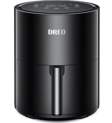 Photo 1 of Dreo Air Fryer - 100? to 450?, 4 Quart Hot Oven Cooker with 50 Recipes, 9 Cooking Functions on Easy Touch Screen, Preheat, Shake Reminder, 9-in-1 Digital Airfryer, Black, 4L (DR-KAF002)