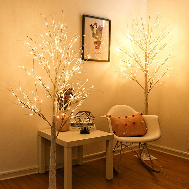 Photo 1 of Twinkle Star 6ft 96 LED Lighted Birch Tree for Home Wedding Festival Party Christmas Decoration 2 Pack 