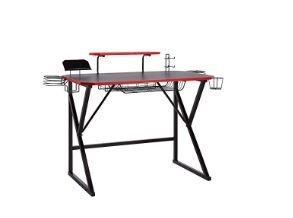 Photo 1 of Amazon Basics Gaming Computer Desk with Storage for Controller, Headphone & Speaker - Red