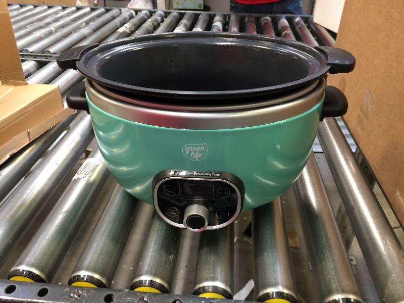 Photo 1 of GreenLife Healthy Ceramic Cook Duo Turquoise Slow Cooker Crockpot 6QT