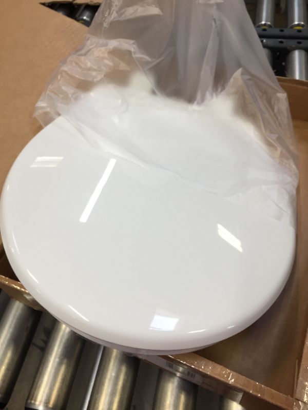 Photo 1 of Mayfair Slow Close Round White Plastic Toilet Seat
