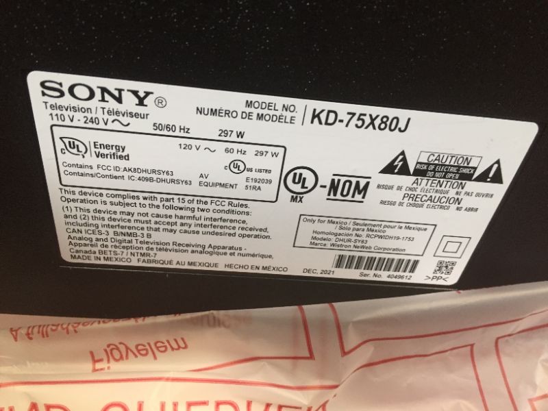 Photo 7 of Sony - 75" Class X80J Series LED 4K UHD Smart Google TV KD75X80J