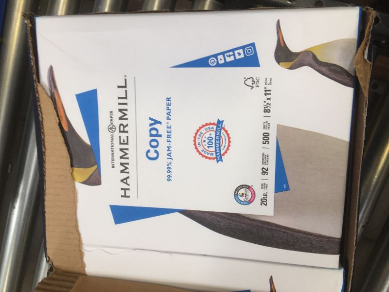 Photo 2 of Hammermill Printer Paper, 20 Lb Copy Paper, 8.5 x 11 - 8 Ream (4,000 Sheets) - 92 Bright, Made in the USA