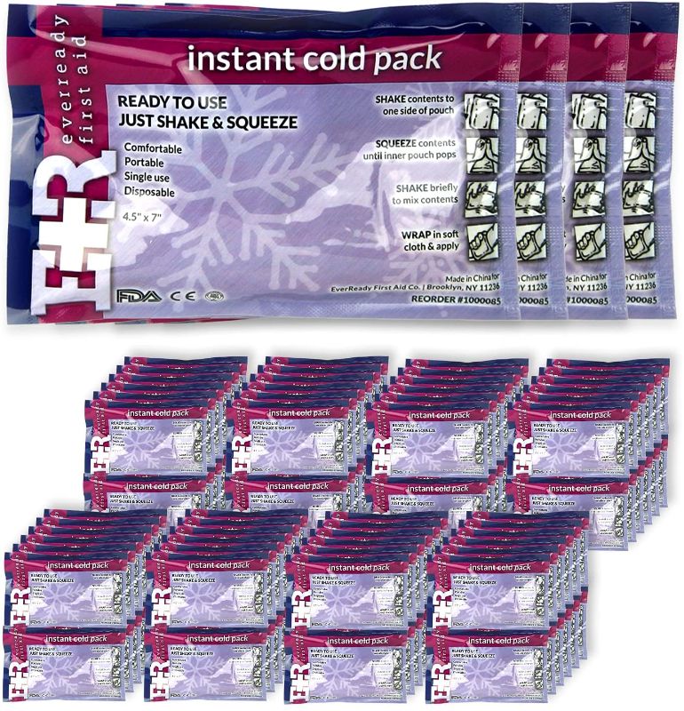 Photo 1 of Ever Ready First Aid Disposable Cold Compress Therapy Instant Ice Pack for Injuries 4.5" x 7" - 125 Pack