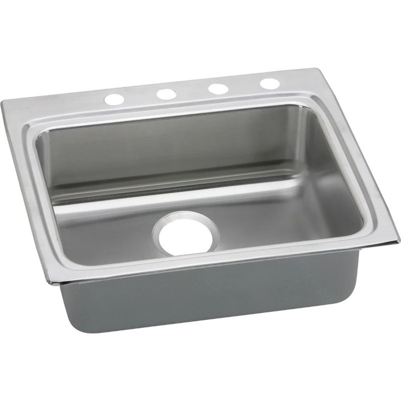 Photo 1 of Elkay Lustertone 25 L X 22 W Drop-in Kitchen Sink Stainless Steel in Gray, Size 6.0 H X 25.0 W X 22.0 D in -----5 holes