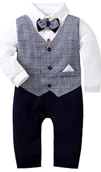 Photo 1 of ZOEREA 1 PC Baby Boys Tuxedo Grey Plaid 9-12 Months 