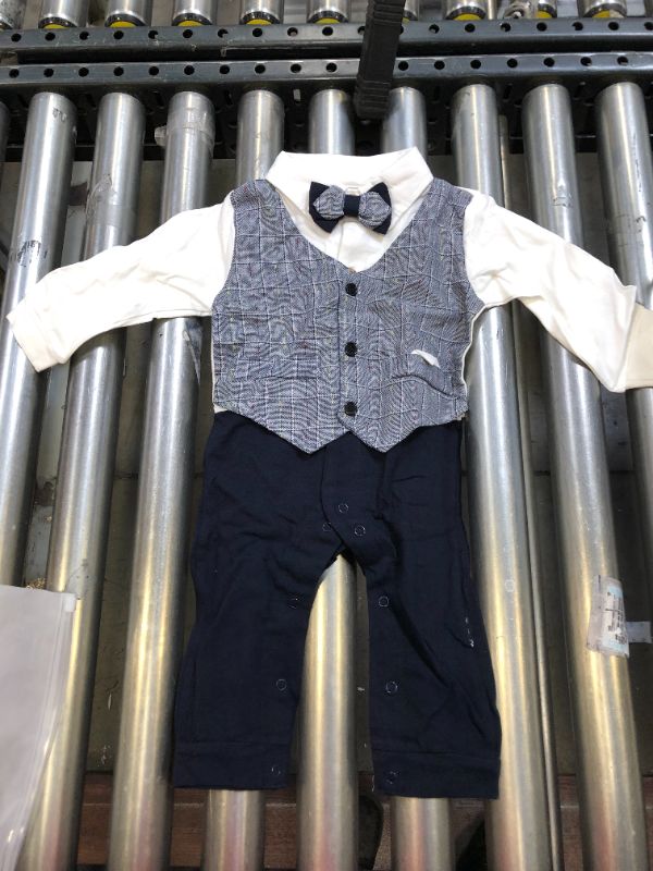 Photo 3 of ZOEREA 1 PC Baby Boys Tuxedo Grey Plaid 9-12 Months 