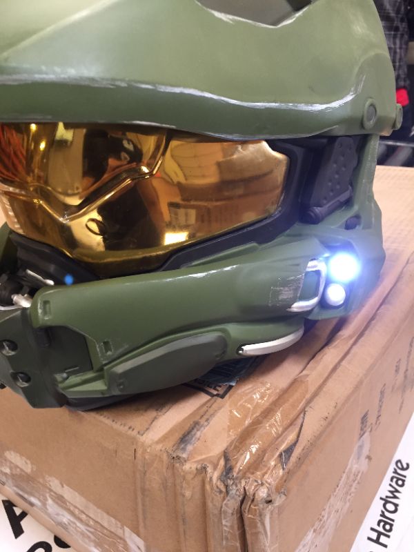 Photo 4 of Disguise Halo Master Chief Light-Up Boys' Helmet , Green
