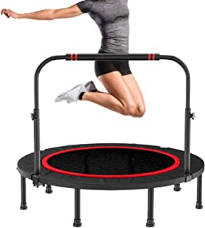 Photo 1 of  Portable & Foldable Trampoline - 40" in-Home Mini Rebounder with Adjustable Handrail, Fitness Body Exercise
