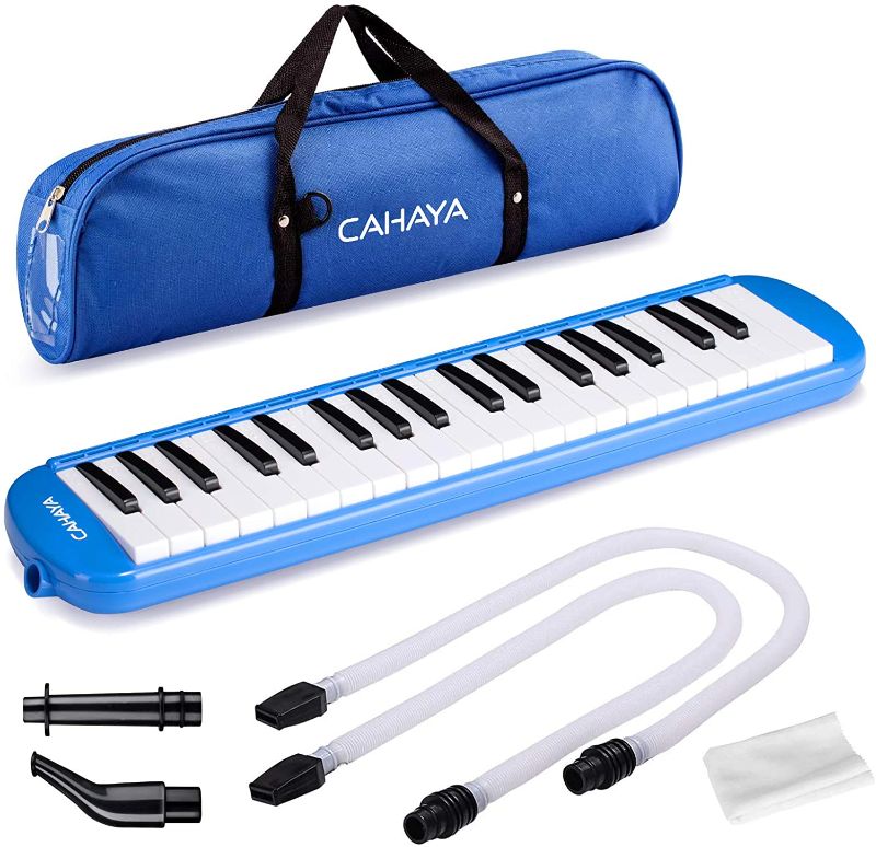 Photo 1 of CAHAYA Melodica 37 Keys with Long Pipe Short Mouthpiece and Carrying Bag, Blue, CY0049-2
