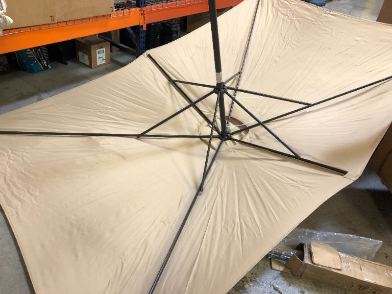 Photo 2 of Blissun 10' Rectangular Patio Umbrella Outdoor Market Table Umbrella with Push Button Tilt and Crank (Tan)