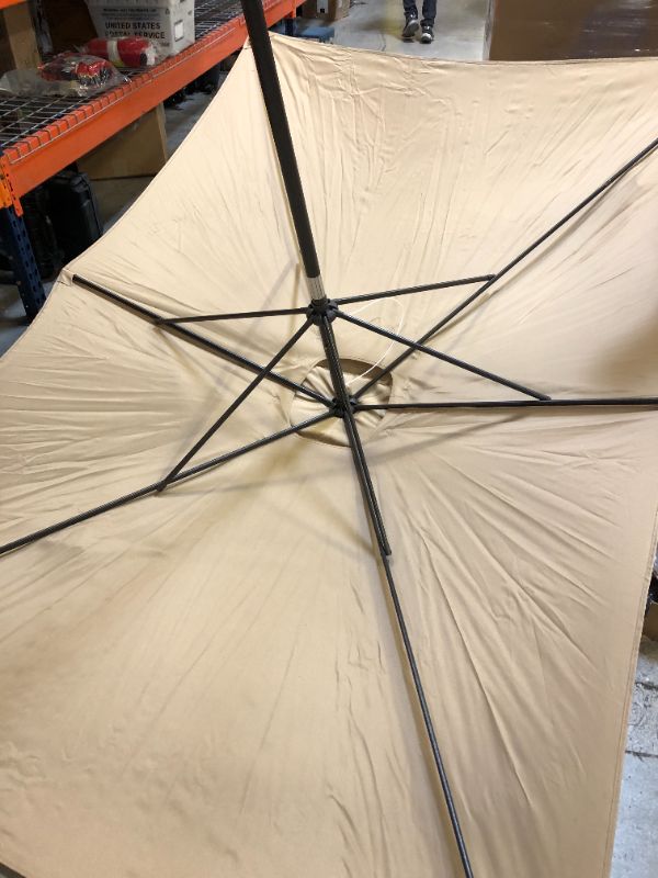 Photo 4 of Blissun 10' Rectangular Patio Umbrella Outdoor Market Table Umbrella with Push Button Tilt and Crank (Tan)