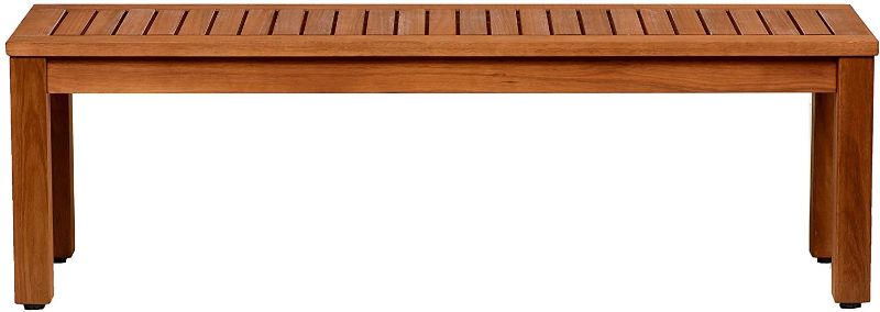 Photo 1 of Amazonia Aster Backless Patio Bench | Eucalyptus Wood | Ideal for Outdoors and Indoors, 53", Brown