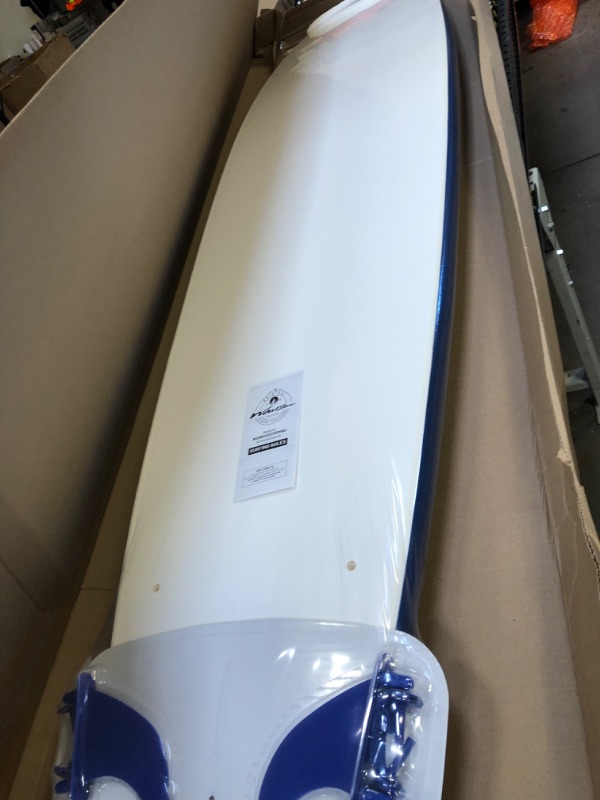 Photo 4 of Wavestorm 8ft Classic Longboard Surfboard (Blue Stripes) (AZ21-WSSF800-PIN-1PK)
