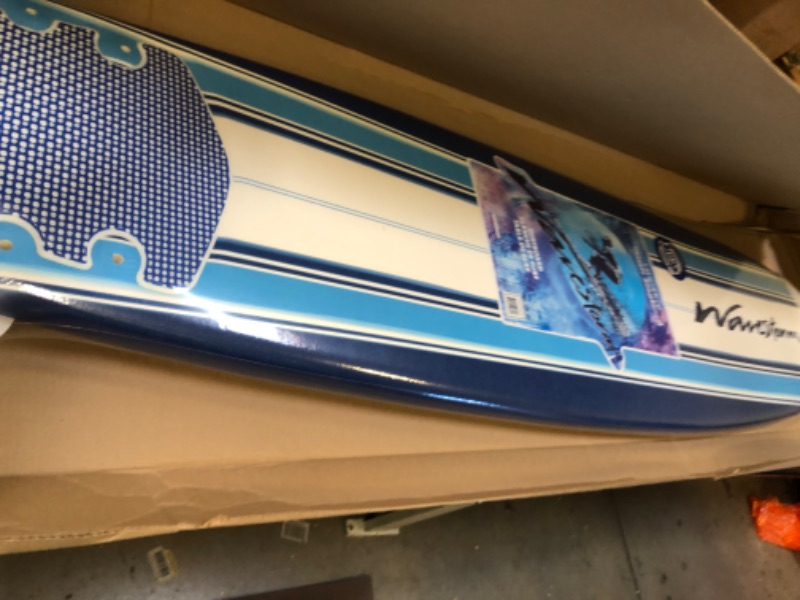 Photo 2 of Wavestorm 8ft Classic Longboard Surfboard (Blue Stripes) (AZ21-WSSF800-PIN-1PK)
