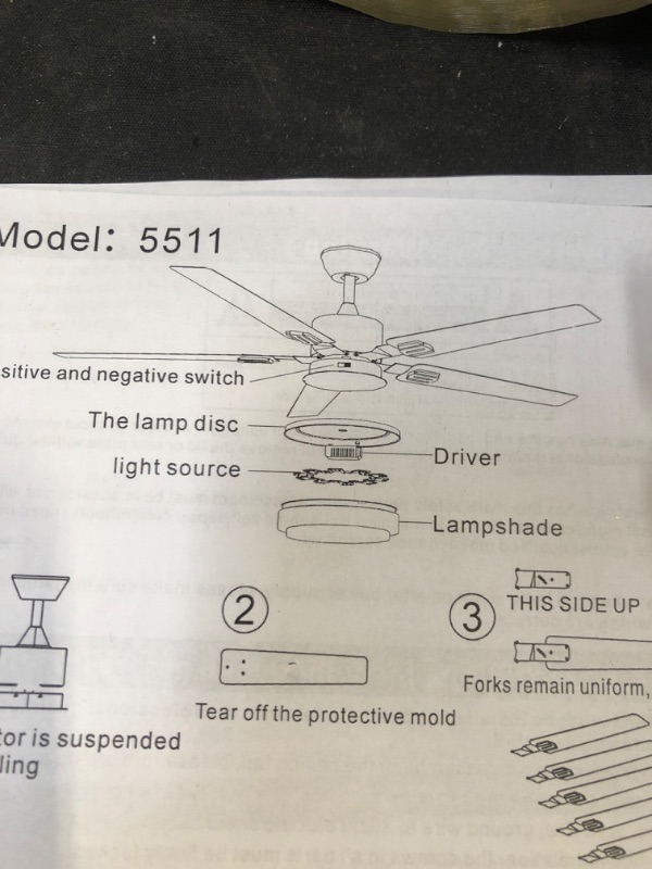 Photo 1 of CEILING FAN WITH LAMP MODEL 5511