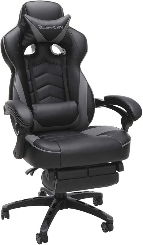 Photo 1 of RESPAWN 110 Racing Style Gaming Chair, Reclining, Leather, Ergonomic, with Footrest, White (RSP-110-WHT)
