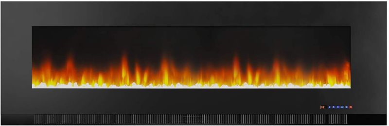 Photo 1 of Amazon Basics Wall-Mounted Recessed Electric Fireplace - 60-Inch, Black
