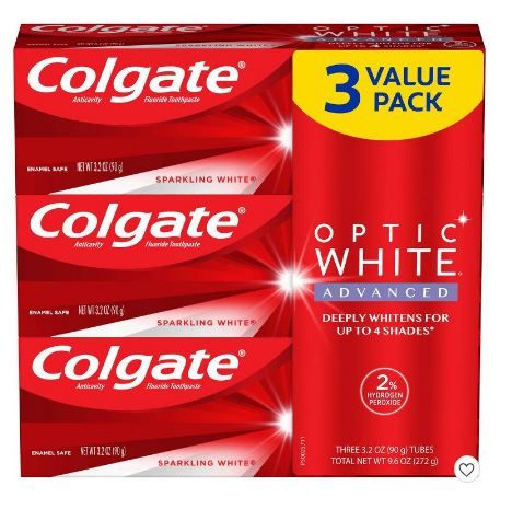 Photo 1 of Colgate Optic White Advanced Whitening Toothpaste with Fluoride, 2% Hydrogen Peroxide - Sparkling White - 3.2oz

