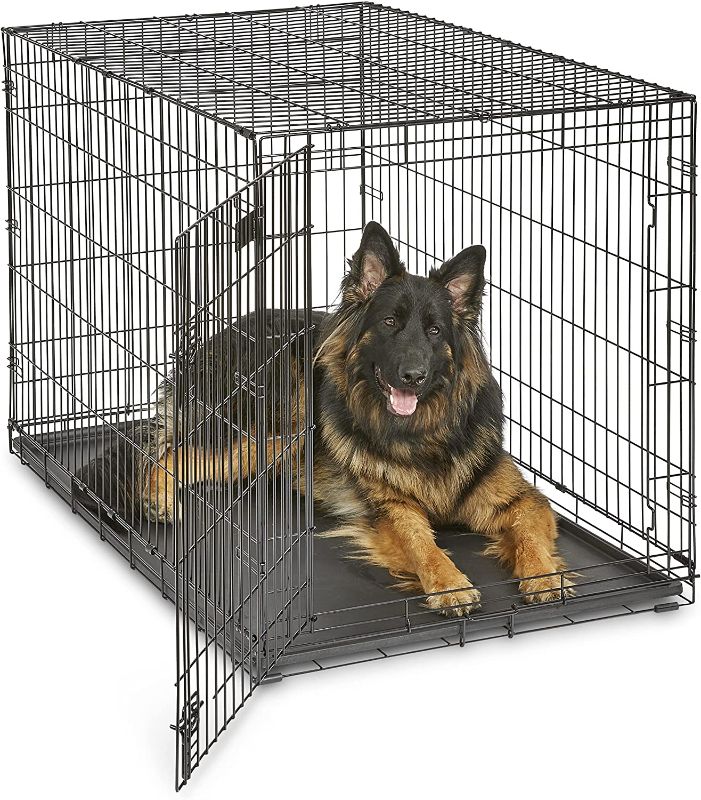 Photo 1 of XL Dog Crate MidWest I Crate Folding Metal Dog Crate w/ Divider Panel, Floor Protecting Feet & Leak Proof Dog Tray 48L x 30W x 33H Inches, XL Dog Breed, Black