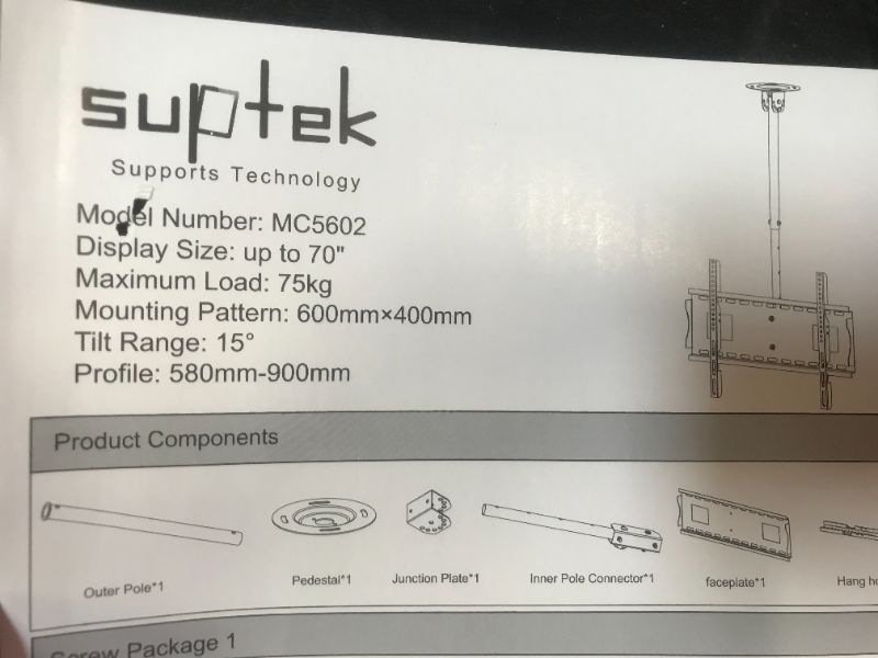 Photo 4 of Ceiling TV Mount Bracket Fits up to 60" LCD LED Plasma Monitor Flat Panel Screen Display with VESA  (Max)
