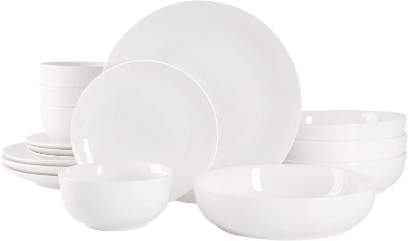 Photo 1 of Gibson Home Gracious Dining Double Bowl Dinnerware Set Service for 4 (16pcs), White
