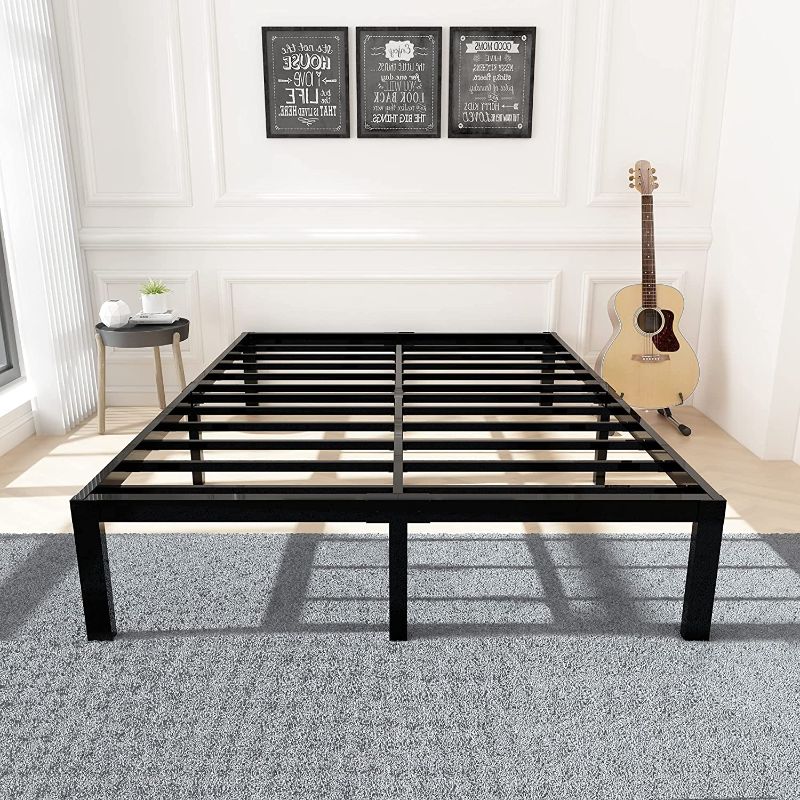 Photo 1 of 45MinST 3600lbs Heavy Duty Bed Frame,14 Inch Sturdy Steel Slat Mattress Foundation, Metal Reinforced Platform Box Spring Replacement, Easy Assembly with Quick Lock, King
